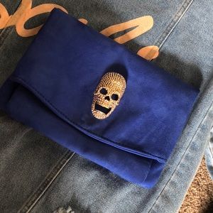 Blue velvet clutch